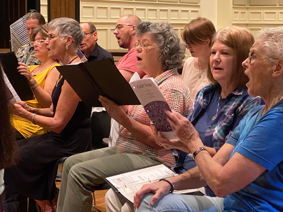 Altos and Basses rehearsing in Clayton Hall